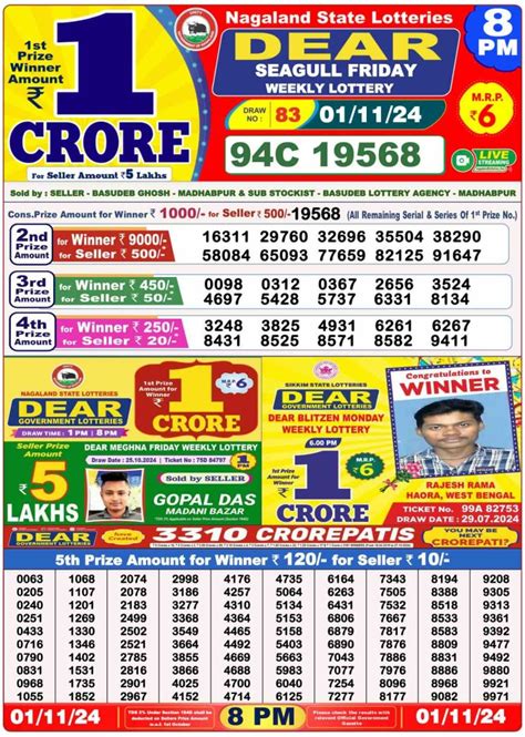 Dear lottery 8 PM Results 17.03.2024 .